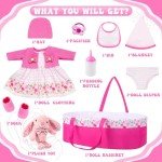 10 Pcs Baby Doll Clothes with Bassinet Set