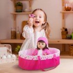 10 Pcs Baby Doll Clothes with Bassinet Set