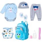 8-Piece Blue Puppy Outfit Set for Reborn Dolls