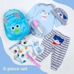 8-Piece Blue Puppy Outfit Set for Reborn Dolls