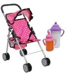 Pink Polka Dot Baby Doll Umbrella Stroller Set
