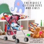 Pink Polka Dot Baby Doll Umbrella Stroller Set
