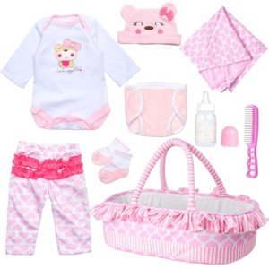 Reborn Doll Clothing Set with Bassinet Accessories