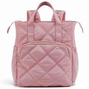 Lightweight Pink Quilted Diaper Bag Backpack