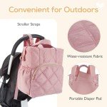 Lightweight Pink Quilted Diaper Bag Backpack