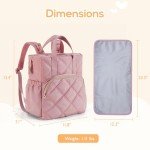 Lightweight Pink Quilted Diaper Bag Backpack