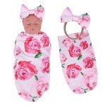 Reborn Baby Doll Blanket & Headband Set - Pink Floral