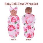 Reborn Baby Doll Blanket & Headband Set - Pink Floral