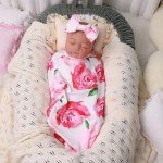 Reborn Baby Doll Blanket & Headband Set - Pink Floral