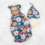 Reborn Baby Doll Swaddle Blanket and Hat Set