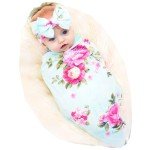 Flower Print Baby Swaddle and Headband Set