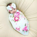 Flower Print Baby Swaddle and Headband Set