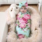 Flower Print Baby Swaddle and Headband Set