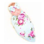 Flower Print Baby Swaddle and Headband Set