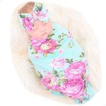 Flower Print Baby Swaddle and Headband Set