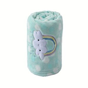 Cozy Green Rainbow Plush Baby Blanket for Dolls