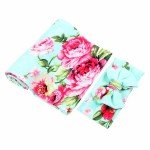 Flower Print Baby Swaddle and Headband Set