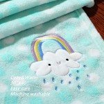 Cozy Green Rainbow Plush Baby Blanket for Dolls