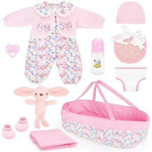 11-Piece Baby Doll Clothes & Bassinet Set
