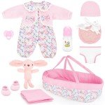 11-Piece Baby Doll Clothes & Bassinet Set