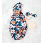 Reborn Doll Clothes Set with Blue Floral Accessories