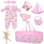 8-Piece Baby Doll Clothes Set with Bassinet