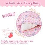 Cute Pink Rabbit Doll Blanket and Pillow Set