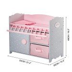 Pink Polka Dot Wooden Doll Crib with Storage