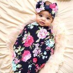 Flower Print Baby Blanket and Headband Set