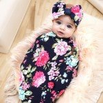Flower Print Baby Blanket and Headband Set