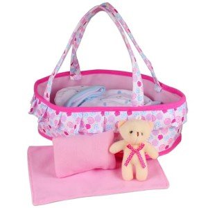 Portable Doll Cradle with Accessories and Bedding