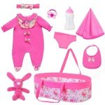 Floral Baby Doll Clothes Set with Bassinet
