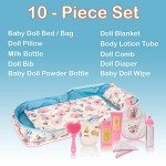 Portable Baby Doll Bed with Pink Roses