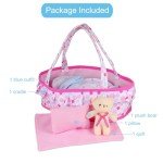 Portable Doll Cradle with Accessories and Bedding