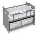 Stylish Gray Doll Bed with Storage Baskets