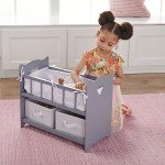 Stylish Gray Doll Bed with Storage Baskets