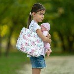 Portable Baby Doll Bed with Pink Roses