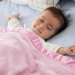 Pink Plush Baby Blanket with Satin Trim 30x40