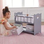Stylish Gray Doll Bed with Storage Baskets