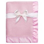 Pink Plush Baby Blanket with Satin Trim 30x40