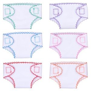 6-Pack Reusable Diapers for 12-15 Inch Reborn Dolls