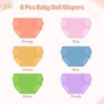 6 Pack Reborn Doll Diapers - 6 Colors