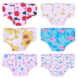 6 Pack Reusable Diapers for 12-15 Inch Dolls