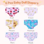 6 Pack Reusable Diapers for 12-15 Inch Dolls