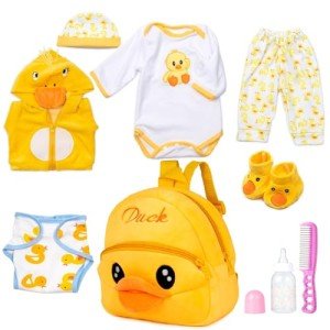 9-Piece Yellow Duck Outfit Set for Reborn Dolls