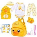 9-Piece Yellow Duck Outfit Set for Reborn Dolls