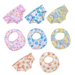 8-Piece Washable Diapers & Bibs for Dolls