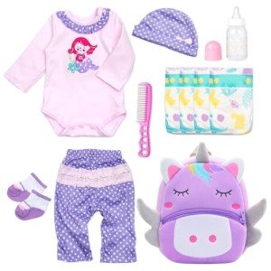 11-Piece Purple Mermaid Unicorn Outfit for Reborn Dolls