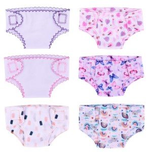 6 Pack of Reusable Baby Doll Diapers