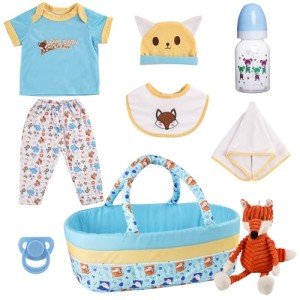 9-Piece Reborn Baby Doll Clothes Set with Bassinet